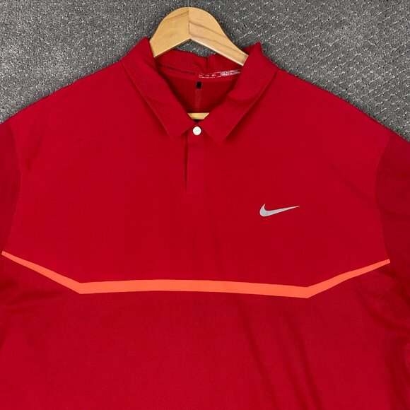 Nike Tiger Woods Polo Shirt Men's 2XL Red Elite Cool Carbon Golf Performance XXL - Picture 2 of 12